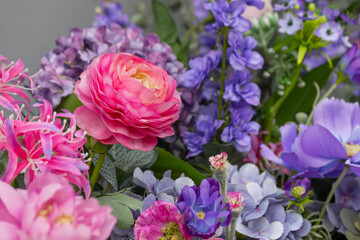floral arrangement of multicolored flowers