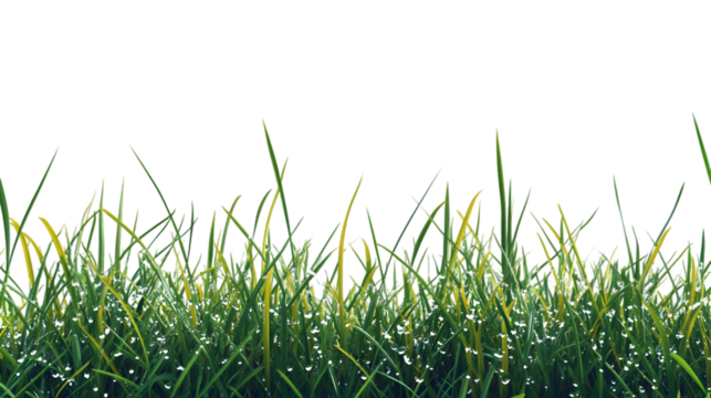 A highly detailed border of thick green grass, perfect for nature-themed designs, transparent background PNG - Powered by Adobe