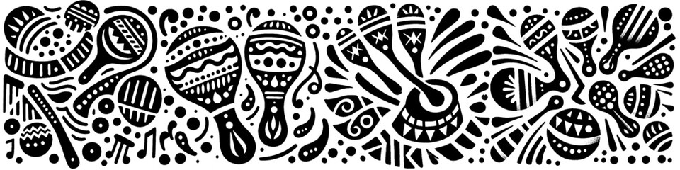 Hand‑Drawn Maracas Illustration, Tribal Musical Folk Art Pattern Vector for Cultural and Festival Adventure Themes Design