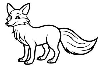 Cartoon fox looks ahead with a gentle expression in a stark black and white drawing