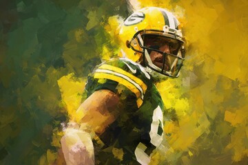 Minimalist green bay football wallpaper featuring a player against a vibrant background capturing the spirit of the sport and team pride