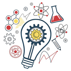 Lightbulb with Science Icons &ndash; Innovation & Idea Concept Vector