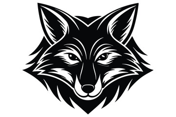 Fierce fox head in a striking black and white displays sharp features