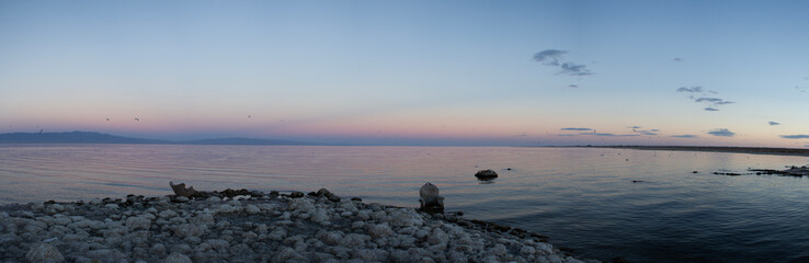 Panorama of Salton Sea at Sunset
