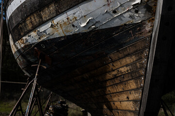 Wooden hull of a ship ages gracefully