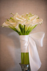 Elegant White Calla Lily Wedding Bouquet with Satin Ribbon