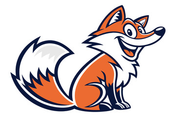 Cartoon fox mascot is smiling, showcasing orange fur and white accents gracefully