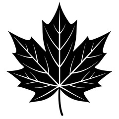 Obraz premium Maple Leaf Icon Vector - Generative AI Silhouette & Linocut Design