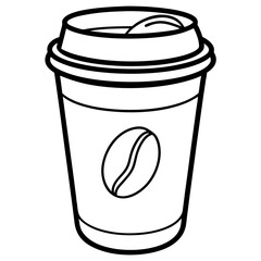 Disposable Coffee Cup with Lid and Coffee Bean Vector Illustration Design Asset