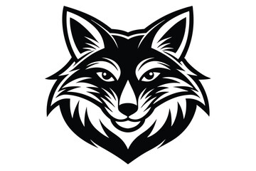 monochrome fox face conveys a stylized appearance with bold outlines and stark contrast