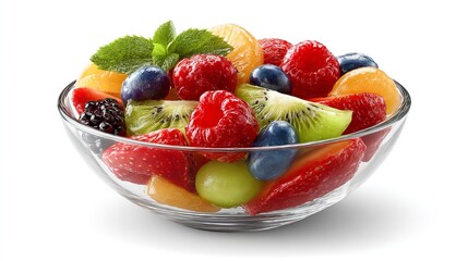 Bright Bowl of Deliciousness Fresh Fruit Salad with Mint Healthy Eating Colorful Vitamins Breakfast