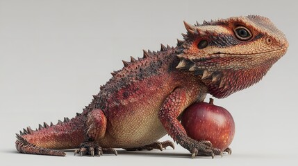 Bearded Dragon and Apple A Unique Pet Portrait Scales Reptiles Exotic Animals Herpetology Wildlife