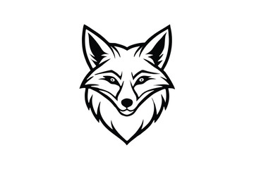 Bold black and white fox head gazes forward with an intense stare