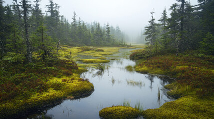 Obraz premium autumn forest in the morning