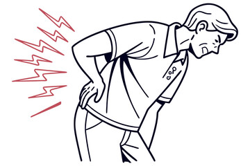 Back Pain Discomfort Concept with Man in Painful Posture
