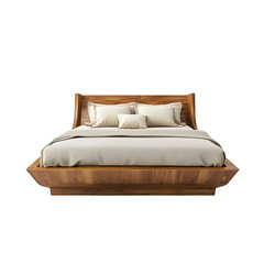 Wooden bed minimal isolated on transparent background 