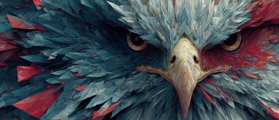 Colorful Abstract Eagle Portrait with Geometric Style Elements
