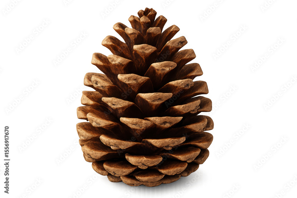 Poster pine cone resting on clear backdrop, revealing textural patterns of coniferous seed carrier, perfect