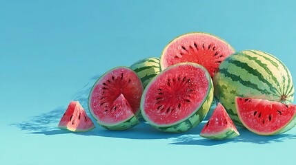 Watermelon Slices Still Life Summer Refreshment Red Fruit Green Rind Healthy Eating Delicious Diet