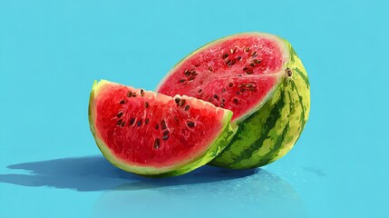 Watermelon Slice Delight Summer Freshness Juicy Red Fruit Healthy Food Vegan Treat Dessert Still