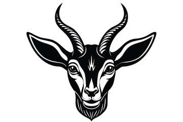 Detailed illustration showcases the majestic sable antelope head in striking black and white © Bably