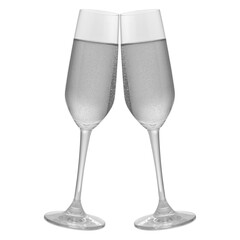 Two Angled Champagne Glasses, Elegant Moment.
