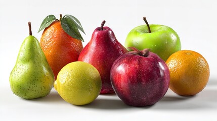 Fresh Fruits Still Life Apple Pear Orange Lemon Vibrant Colors Healthy Eating Vitamin Rich Food Diet