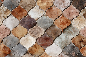 Textured Moroccan terracotta tile pattern, earthy warm tones, worn natural clay surface with aged details, Mediterranean feel