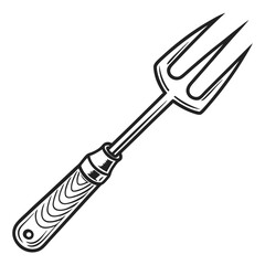 Black and white drawing of a grill fork barbecue cooking