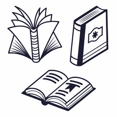 Open and closed books with decorative elements open book literature