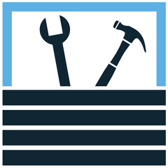 Tool box icon vector, a symbol of repair, maintenance, and DIY projects. Perfect for themes of home improvement, craftsmanship, professional services, and handy work.