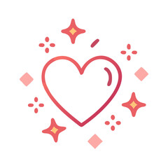 Pink heart with sparkling stars sparkle love
