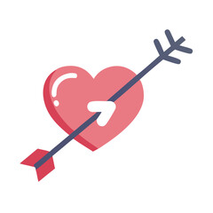 Pink heart pierced by cupid arrow love romance