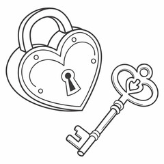 Heart shaped padlock and ornate key heart padlock security