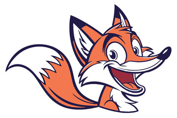 Cheerful fox cartoon character with a toothy grin and detailed fur looks exuberant