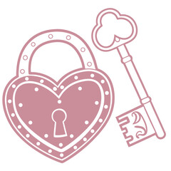 Heart shaped padlock and ornate key heart padlock security