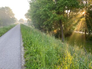 Nowy Sącz EuroVelo wschód słońca.
