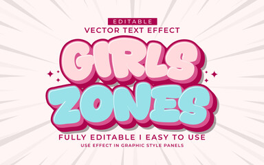 3d editable girl zone text effect typography style template