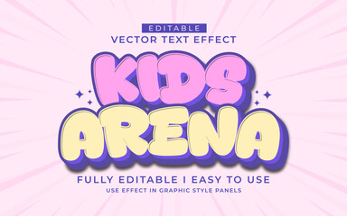 3d editable kids arena text effect typography style template