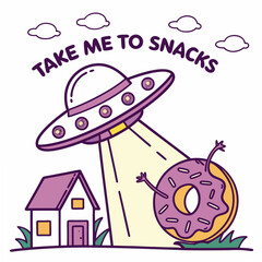 U F O abducts donut with text abduction extraterrestrial