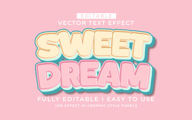 3d editable sweet dream text effect typography style template