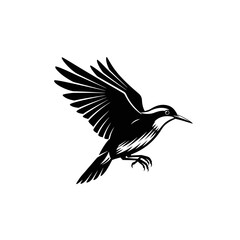 Illustration of a bird with wings spread in flight silhouette