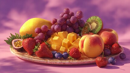 Vibrant Fruits Bursting with Sweetness A Colorful Still Life Composition of Delicious and Healthy