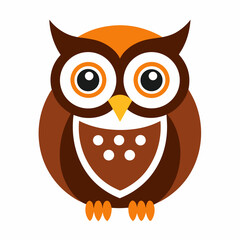 Brown owl with orange accents and white dots bird animal