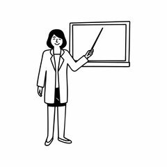 Woman pointing at screen with pointer teacher