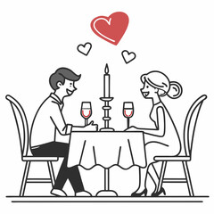 Couple enjoying romantic dinner with wine and candle vector