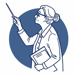 Woman teacher pointing with stick holding book vector