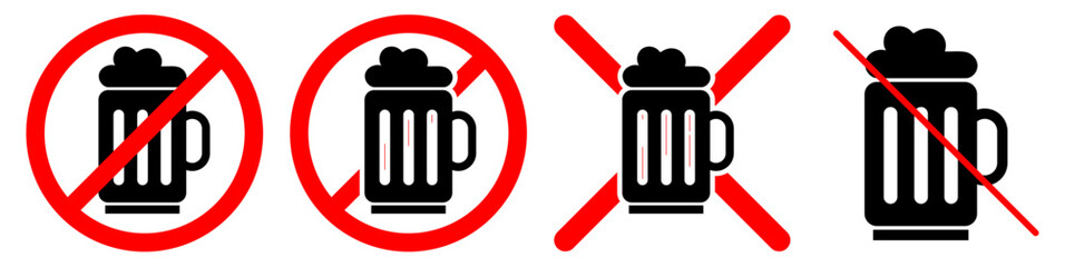 No beer sign vector, a clear symbol for prohibited alcoholic beverages or alcohol-free zones. Ideal for public spaces, transportation rules, workplace policies, or family-friendly areas.