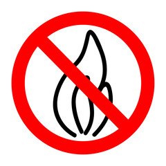 No flame sign isolated on a white background. Flame restriction symbol icon.