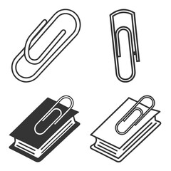 Paperclip icons with books and plain backgrounds office supplies stationery